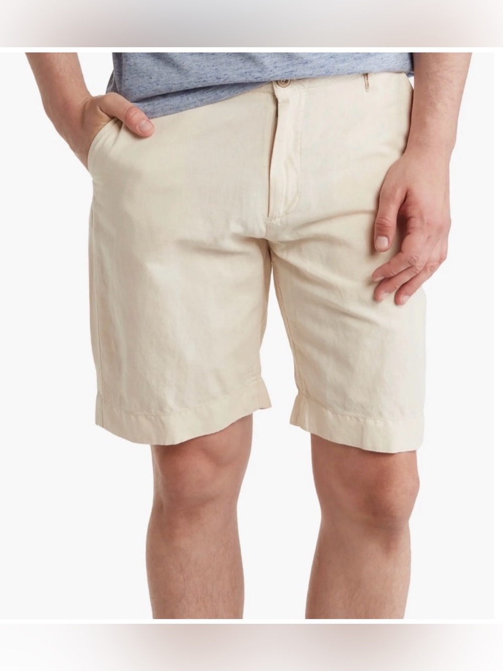 NWT Faherty Malibu Linen & Cotton Chino Shorts SZ 42 in STONE